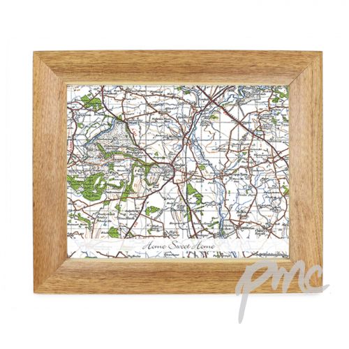 Personalised Postcode Map 10x8 Wooden Photo Frame - New Popular Edition With Message