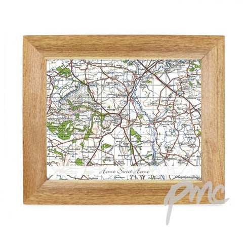 Personalised Postcode Map 10x8 Wooden Photo Frame - New Popular Edition With Message