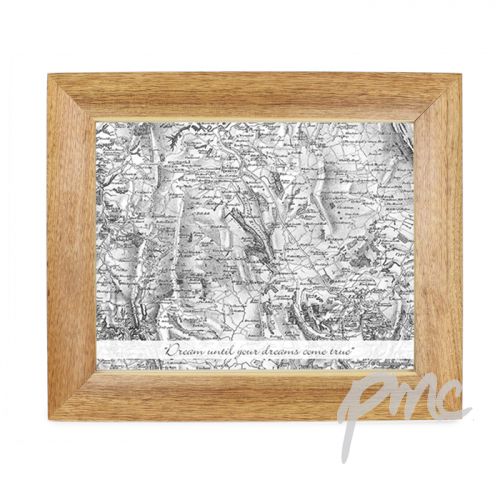 Personalised Postcode Map 10x8 Wooden Photo Frame - Old Series With Message