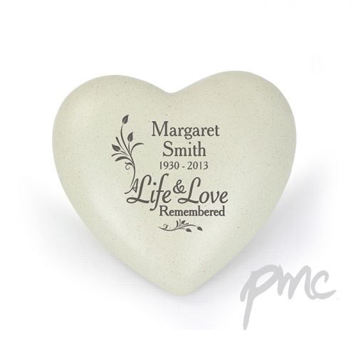 Personalised Life & Love Heart Memorial
