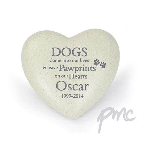 Personalised Dog Pawprints Heart Memorial
