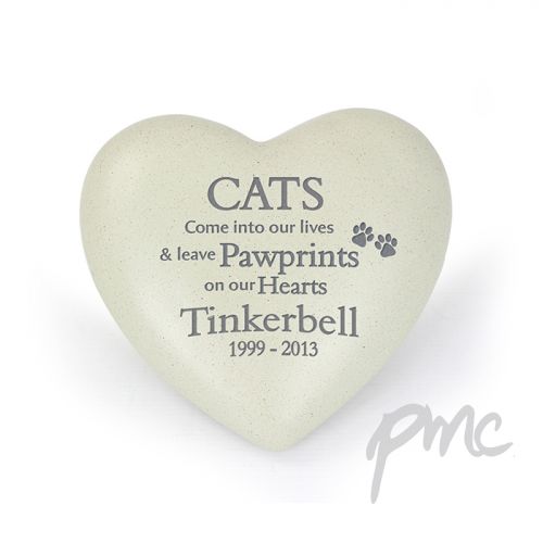 Personalised Cat Pawprints Heart Memorial