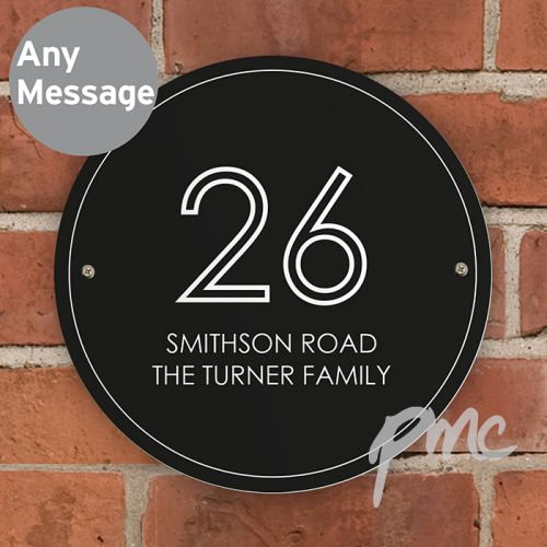 Personalised Black Number & Name House Sign