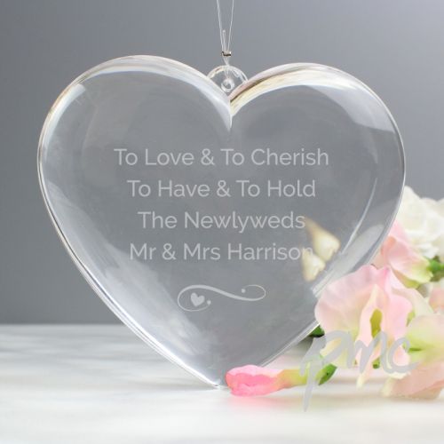 Personalised Swirls & Hearts Acrylic Heart Decoration
