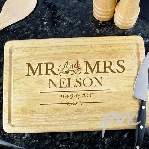 Personalised Mr & Mrs Rectangle Chopping Board