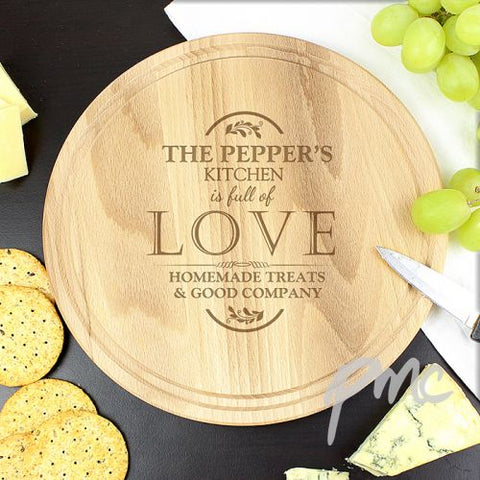 Personalised Full of Love Large Round Chopping Board