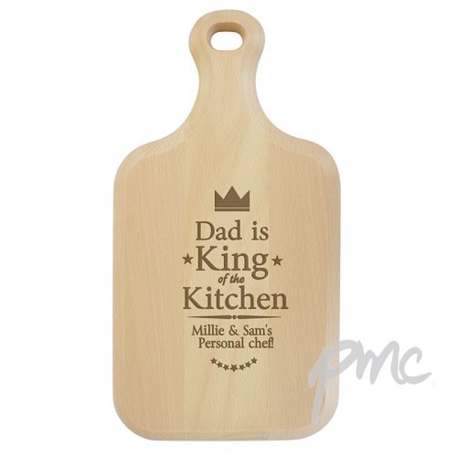 Personalised King of the Kitchen Large Paddle Chopping Board