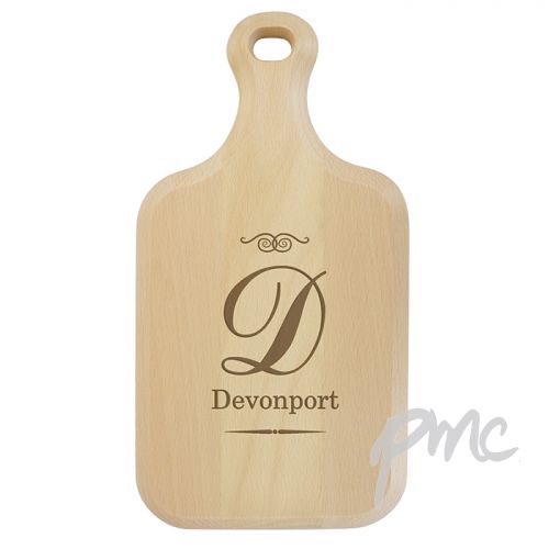 Personalised Script Initial Large Paddle Chopping Board