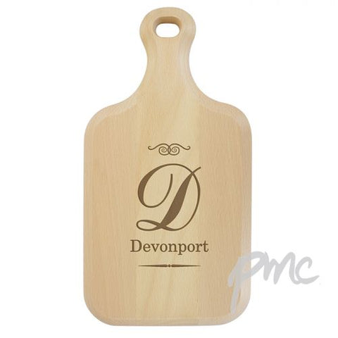 Personalised Script Initial Large Paddle Chopping Board
