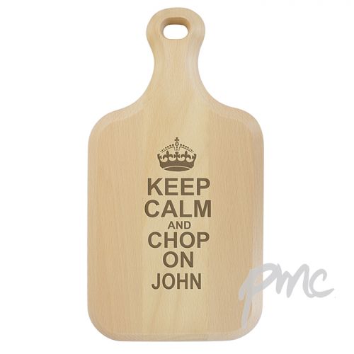 Personalised Keep Calm Large Paddle Chopping Board