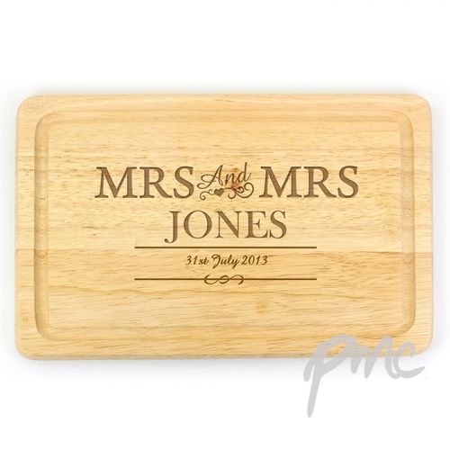 Personalised Mrs & Mrs Large Chopping Board