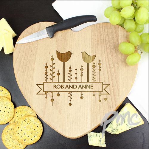 Personalised Decorative Bird Heart Chopping Board
