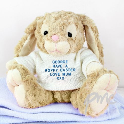 Personalised Message Bunny - Blue Embroidery