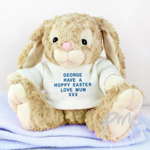 Personalised Message Bunny - Blue Embroidery