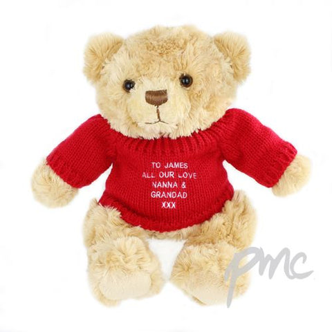 Personalised Teddy Message Bear in Red Jumper