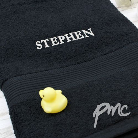 Personalised Black Bath Towel