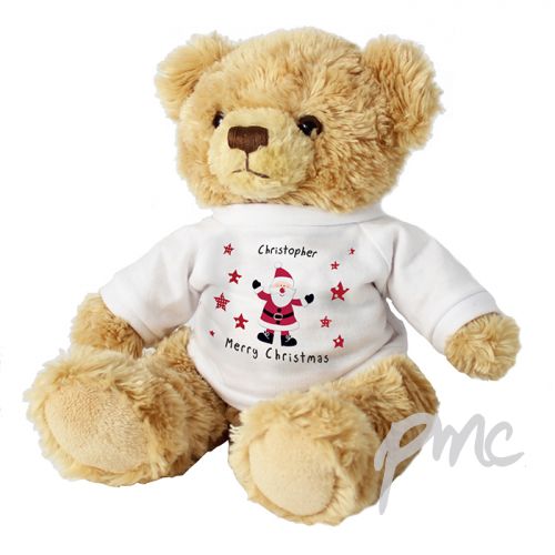 Personalised Spotty Santa Message Bear
