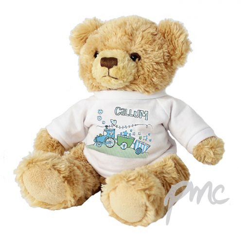 Personalised Whimsical Train Message Bear