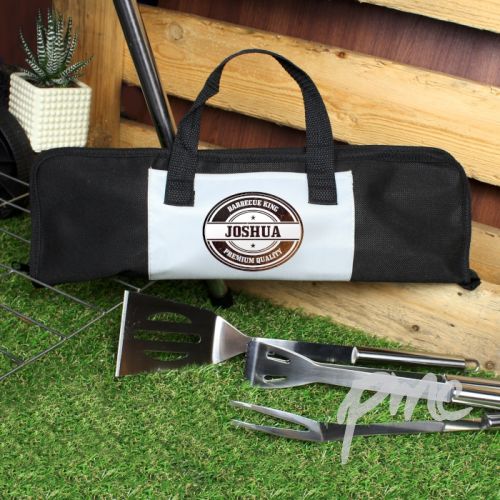 Personalised Stamp Stainless Steel BBQ Kit