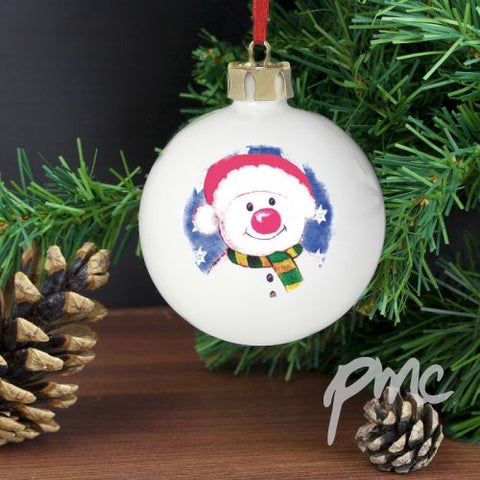 Personalised Snowman Red Nose Bauble