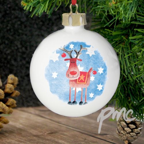 Personalised Red Nose Reindeer Bauble