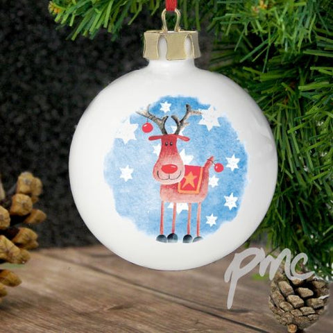 Personalised Red Nose Reindeer Bauble