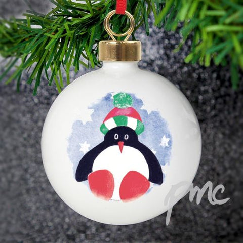 Personalised Red Hat Penguin Bauble