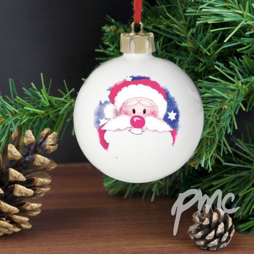 Personalised Red Nose Santa Bauble