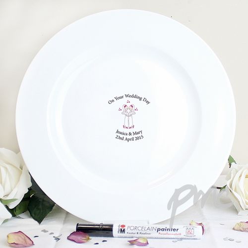 Personalised Female Same-Sex Wedding Message Plate