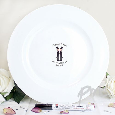 Personalised Male Same-Sex Wedding Message Plate