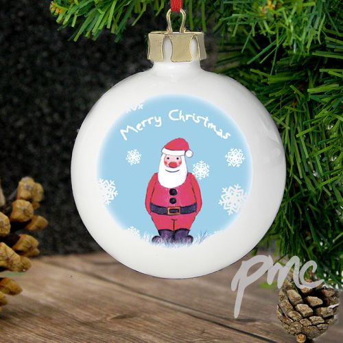 Personalised Snow Scene Santa Bauble