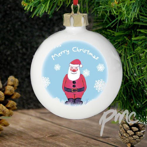Personalised Snow Scene Santa Bauble