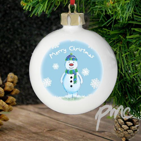 Personalised Snow Scene Snowman Bauble