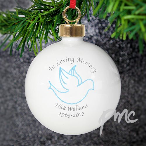 Personalised In Loving Memory Blue Bauble