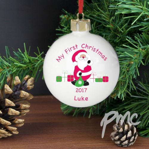 Personalised Santa with Presents Bauble