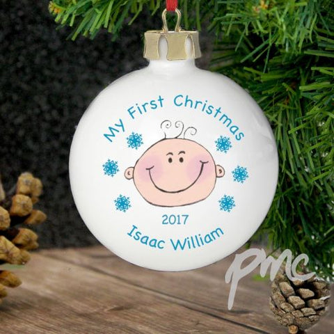 Personalised Baby Boy My First Christmas Bauble