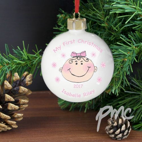 Personalised Baby Girl My First Christmas Bauble