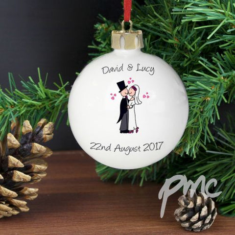 Personalised Cartoon Couple Keepsake Bauble
