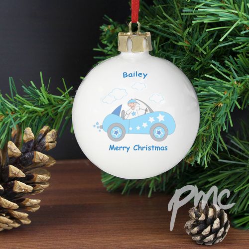 Personalised Little Monkey in Car Bauble