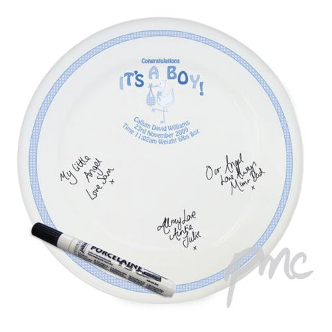 Personalised Stork It's a Boy Message Plate