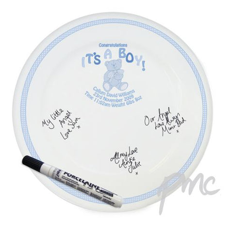 Personalised Teddy It's a Boy Message Plate
