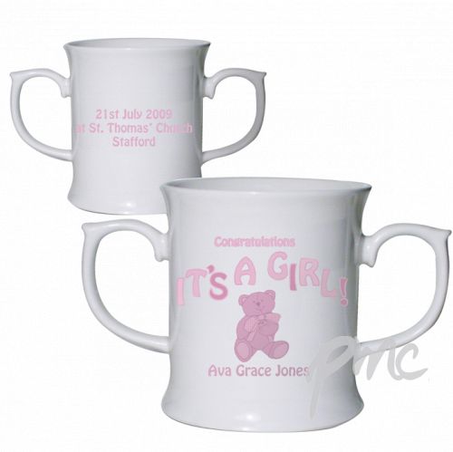 Personalised Teddy It's a Girl Lovng Mug