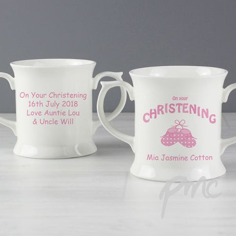 Personalised Bootee Pink Christening Loving Mug