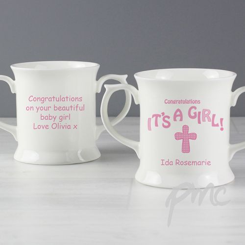 Personalised Cross It's a Girl Loving Mug