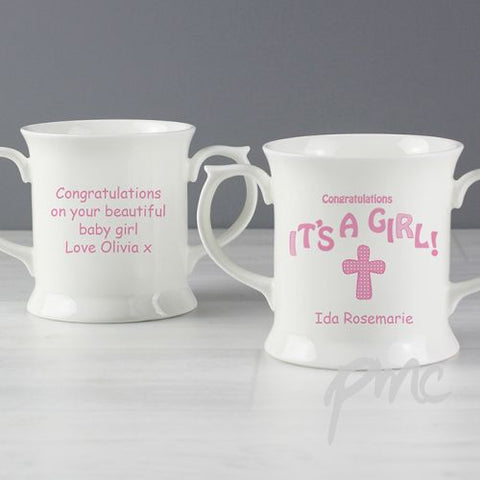 Personalised Cross It's a Girl Loving Mug