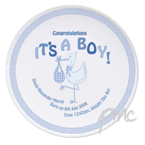 Personalised Stork It's a Boy Plate