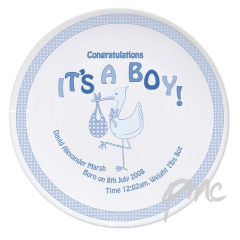Personalised Stork It's a Boy Plate