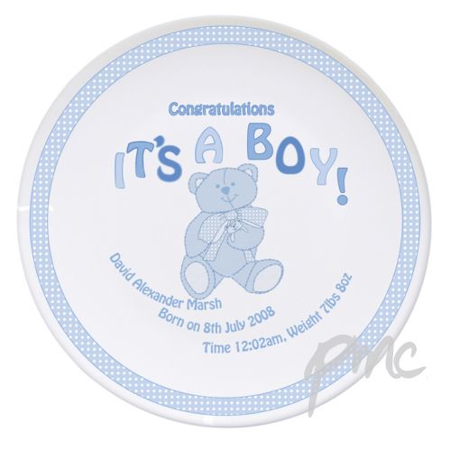 Personalised Teddy It's a Boy Plate