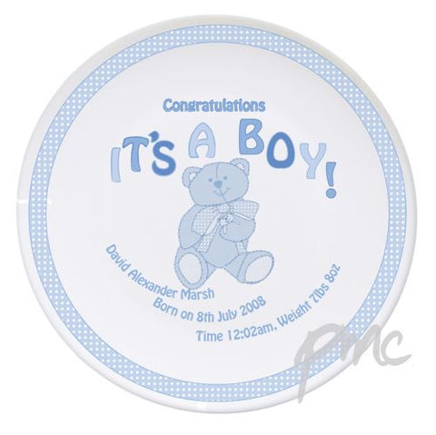 Personalised Teddy It's a Boy Plate