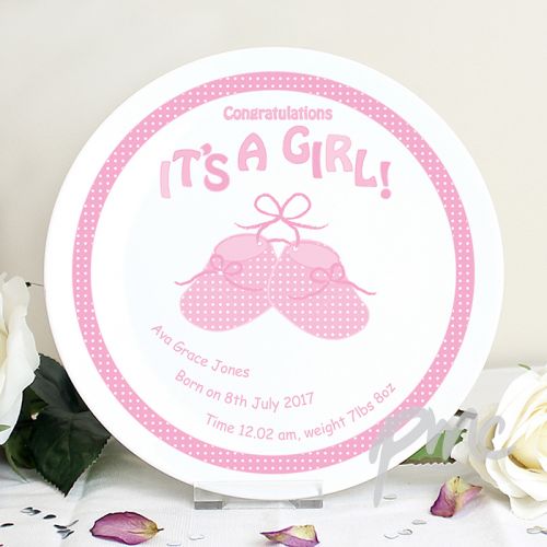Personalised Bootee It's a Girl Plate